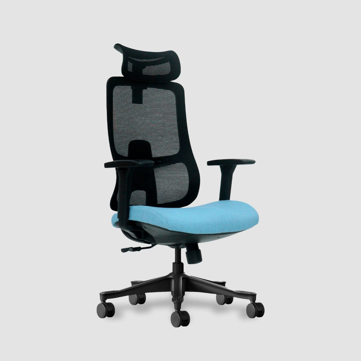 Silla Ergonómica Premium Negro/Celeste - Ergoflow
